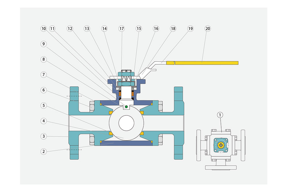 三通碳鋼球閥結構圖